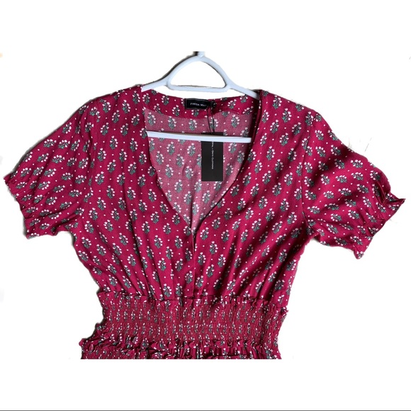 Magenta Floral Short Sleeve Mini Dress - Picture 3 of 5